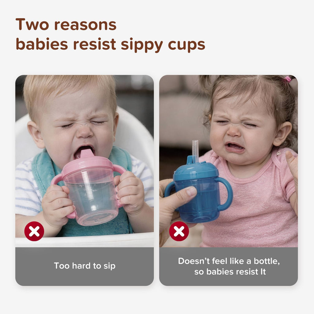 Thyseed Spill-Proof Weighted Straw Sippy Cup, Baby Transition Trainer, Soft Silicone Spout, BPA-Free, 6m+, 10 oz, 1 Pack