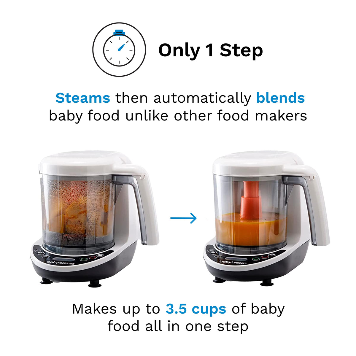 Baby Brezza One Step Baby Food Maker Deluxe - Steam + Blend Organic Food
