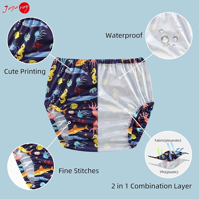 Joyo roy 6Pcs Plastic Underwear Covers for Potty Training 2T Rubber Pants for Toddlers Plastic Pants Rubber Training Pants Toddlers Plastic Training Pants Rubber Pants Plastic Diaper Covers Toddler