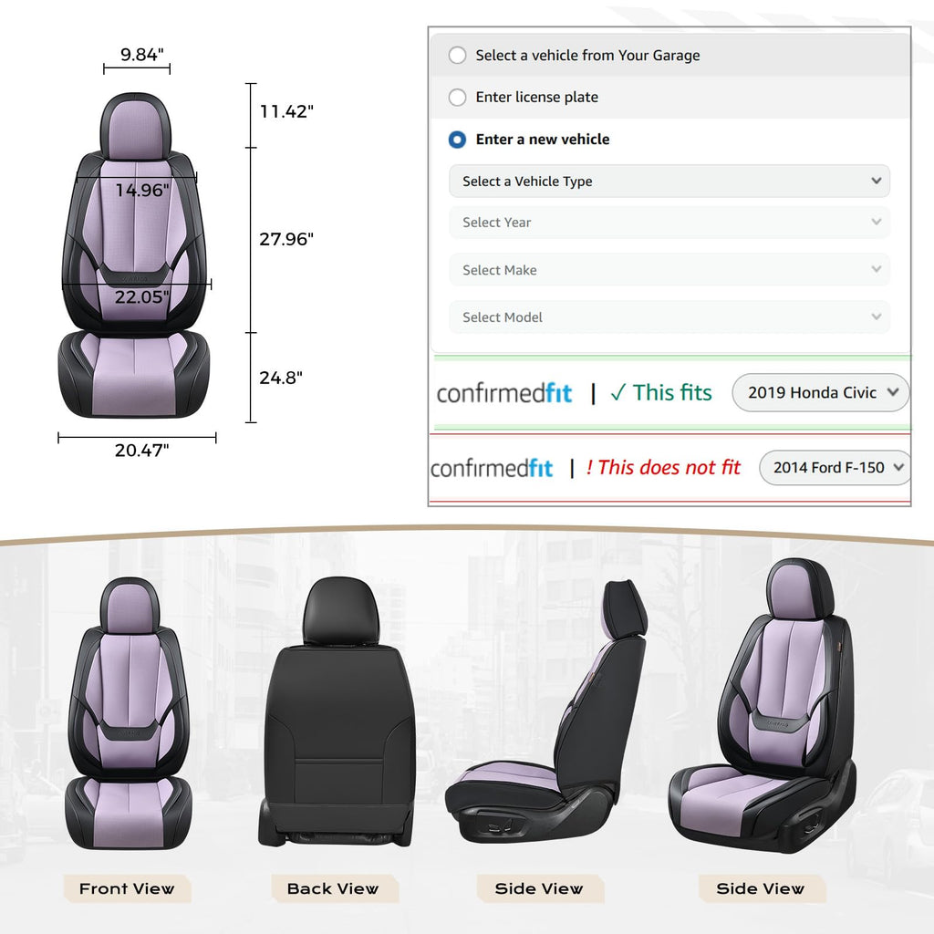 Coverado Car Seat Covers, Seat Covers for Cars, Waterproof Leather Auto Seat Protectors, Leather Car Seat Cushion, Car Interiors Accessories Universal Fit for Most Cars
