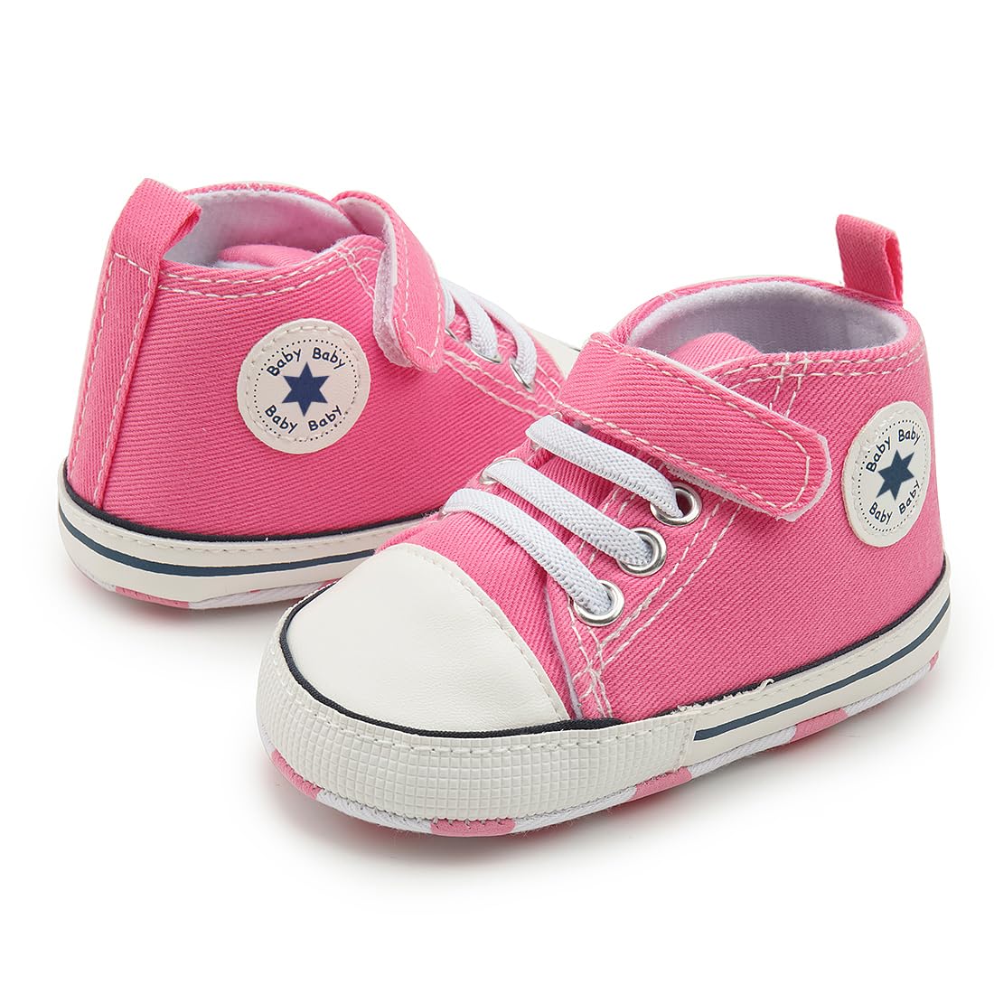 Meckior Save Beautiful Baby Girls Boys Canvas Sneakers Soft Sole High-Top Ankle Infant First Walkers Crib Shoes