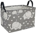 DUYIY Storage Basket Home Shelf Basket Kids Organizer Box Clothes Laundry Hamper Nursery Bin Gift Laundry Basket with Handles for Home (love elephant)