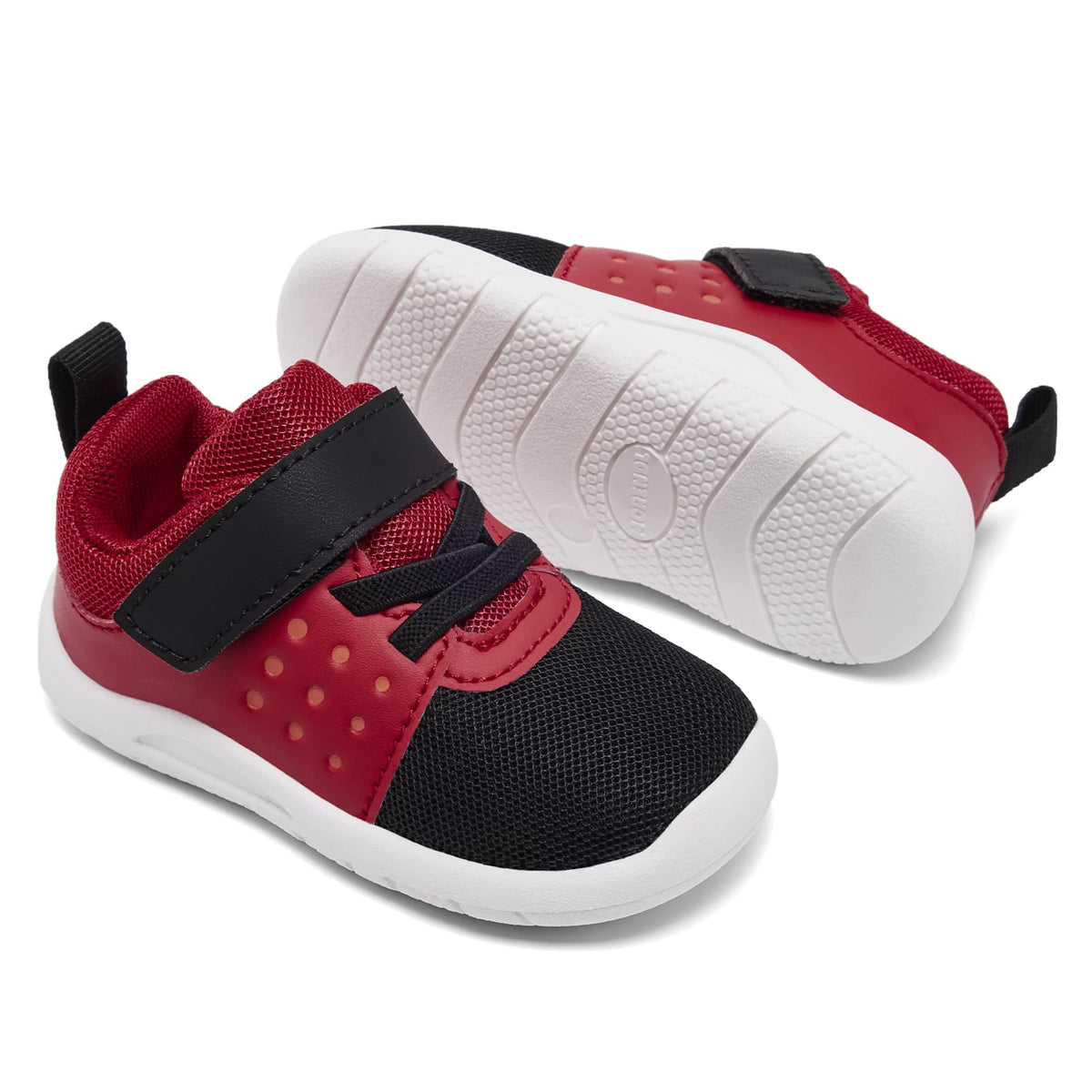 MORENDL Toddler Baby Shoes 0-4 Years Boy Girl Lightweight Breathable Non-Slip Sports Sneakers Running Walking Tennis Barefoot Shoes Black Red 9-12Months