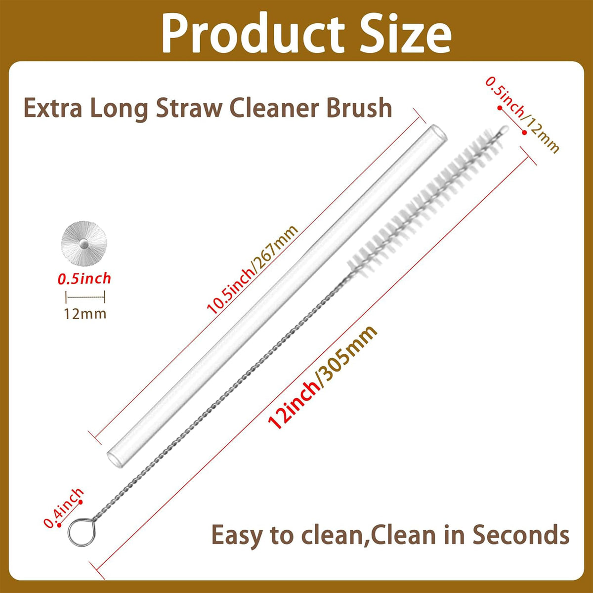 CIDYAUST Straw Cleaner 12 Inch(10-Pack) for Reusable Straws