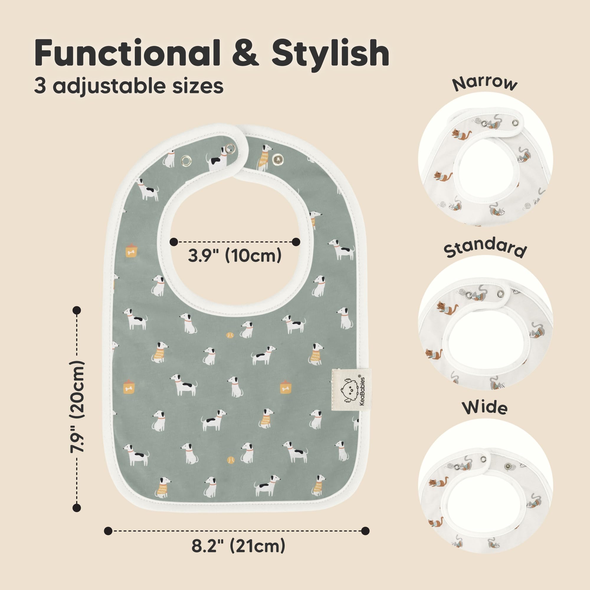 KeaBabies 8-Pack Organic Baby Bibs for Boys, Girls Drool Bibs (Pets & Paws)