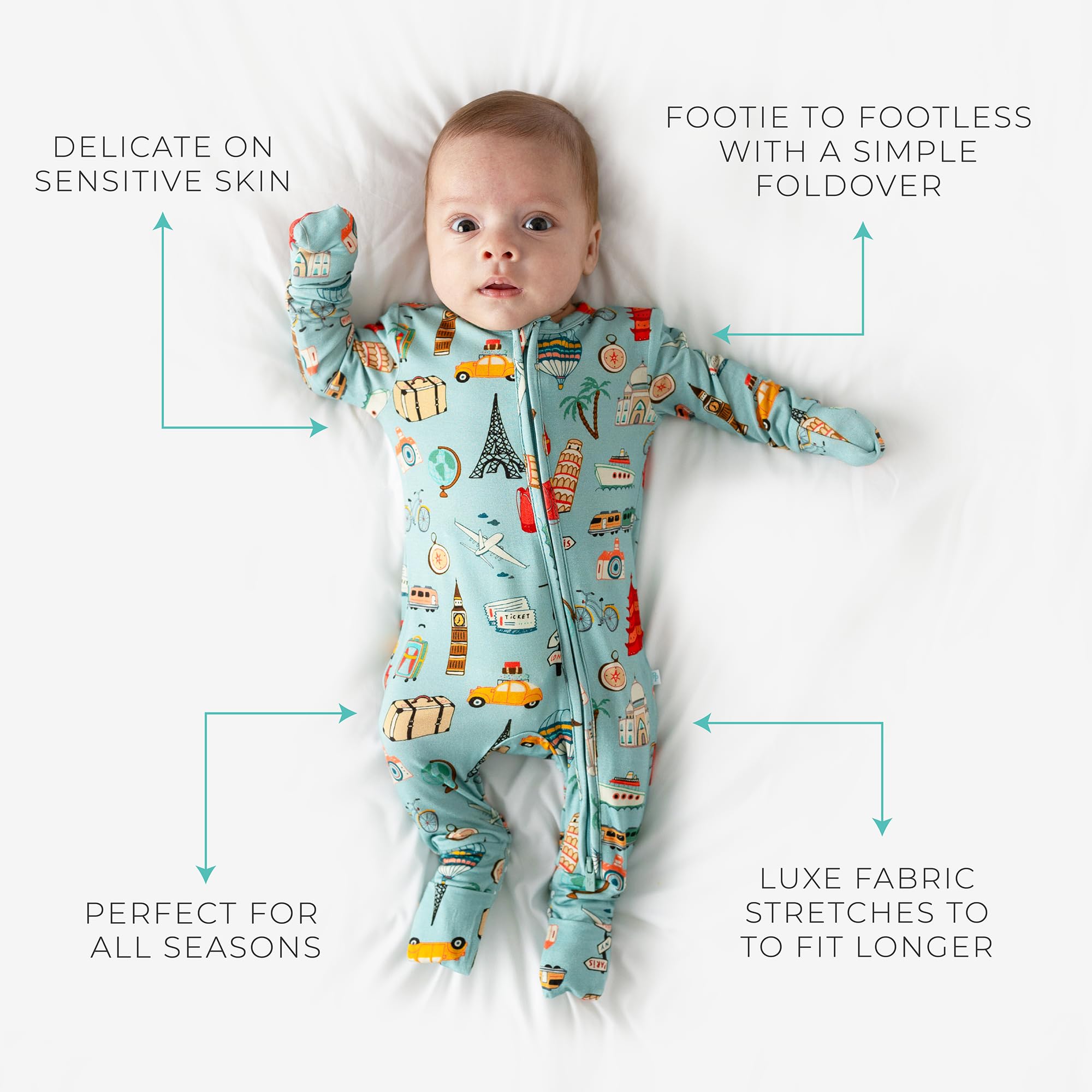 Posh Peanut Convertible Baby Sleepers, Boy Toddlers Footless Pajamas