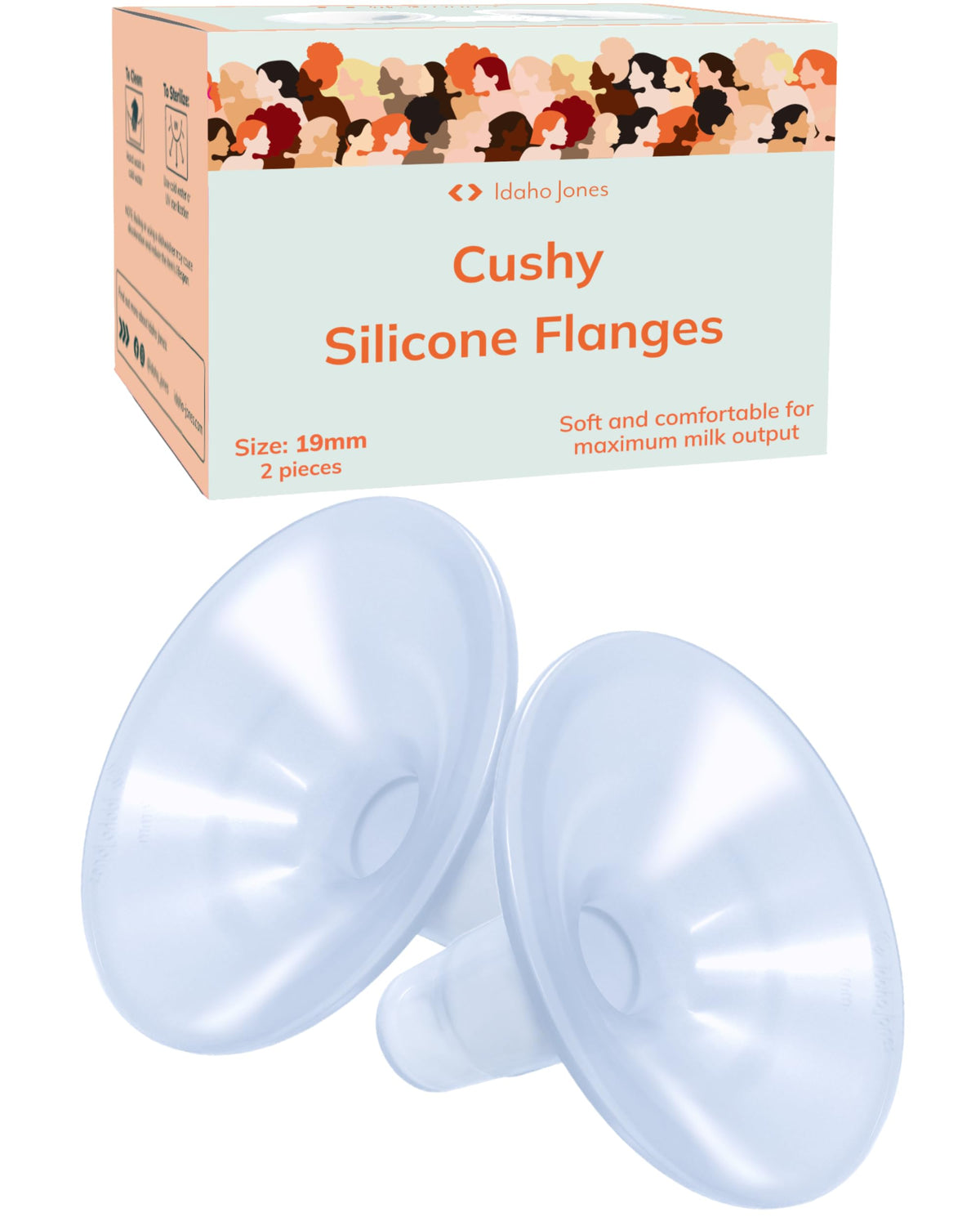 Cushy Silicone Breast Pump Flanges, Breast Shields - 30mm (2 Pack) - Replacement Pump Parts - IBCLC Recommended - Ideal for Elastic Nipples - Fits Medela, Lansinoh - Spectra, Motif Needs Adapter