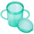TalkTools Recessed Lid Cup with Handles - Leak Proof | Promotes Oral Motor Skills, Lip Closure, and Self Feeding | Alternative to Sippy Bottle | Food Grade Materials | Dishwasher Safe (Light Blue)