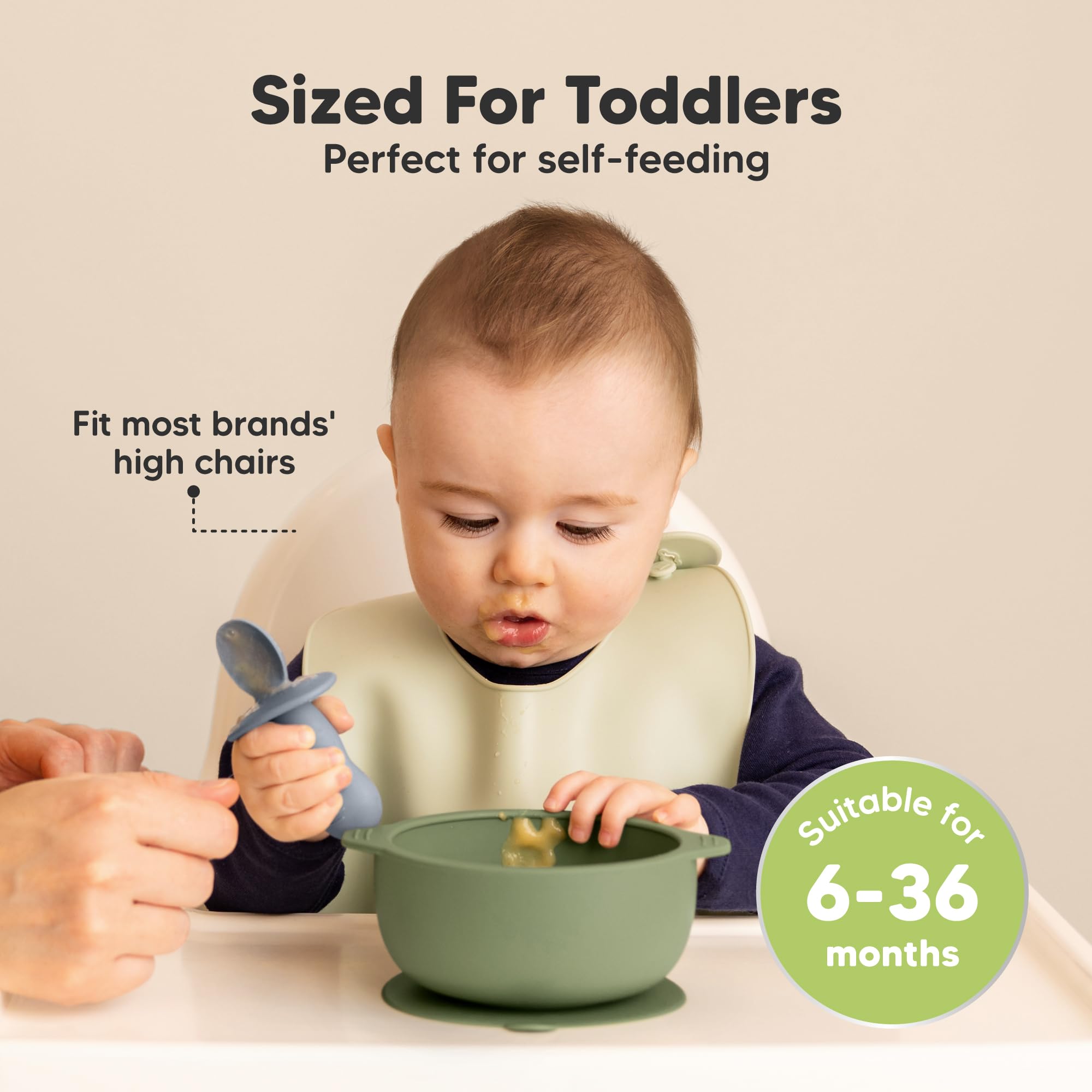 KeaBabies 2-Pack Baby Bowls with Suctions, Lids, BPA-Free Silicone (Slate)
