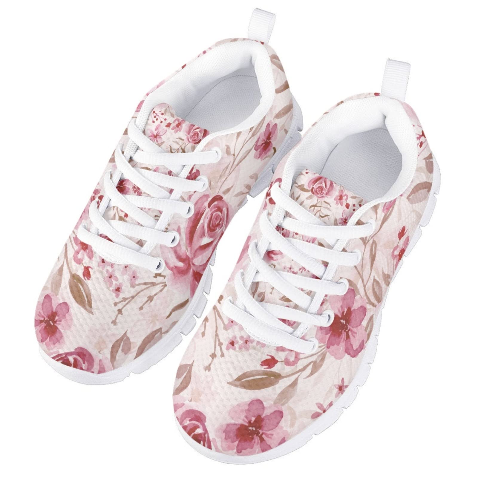 MARSVOVO First Shoes for Walking Boy Girl Lightweight Flexible Breathable Athletic Slip On Sneakers Resistant Lace-up Non Slip Comfortable Casual Sport Toddler Girl Sneakers Floral Size 11.5 US