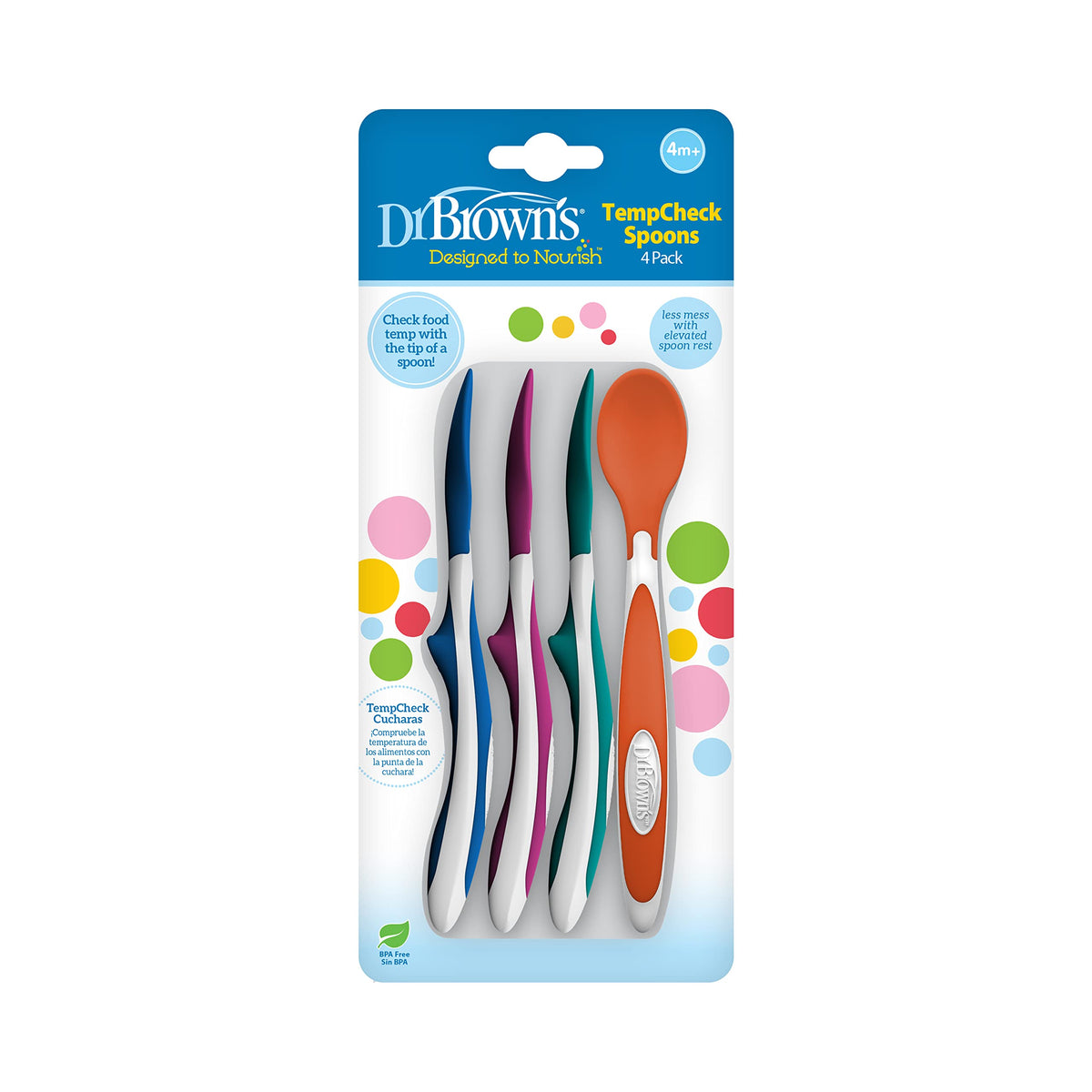 Dr. Brown's Designed to Nourish TempCheck Spoons, 4-Pack