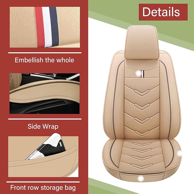 Leather Car Seat Covers Fit for LR Defender 2020-2025, 5 Seater Waterproof and Wear-Resistant Seat Cover Interior Accessories(Full Set,Beige)