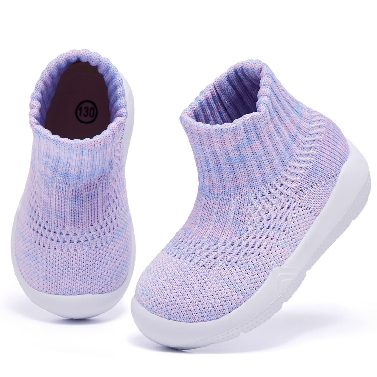 MORENDL Toddler Sock Shoes Baby Walking Shoes Infant Slippers Boys & Girls Non-Slip Sneakers Beige Flower Size 7