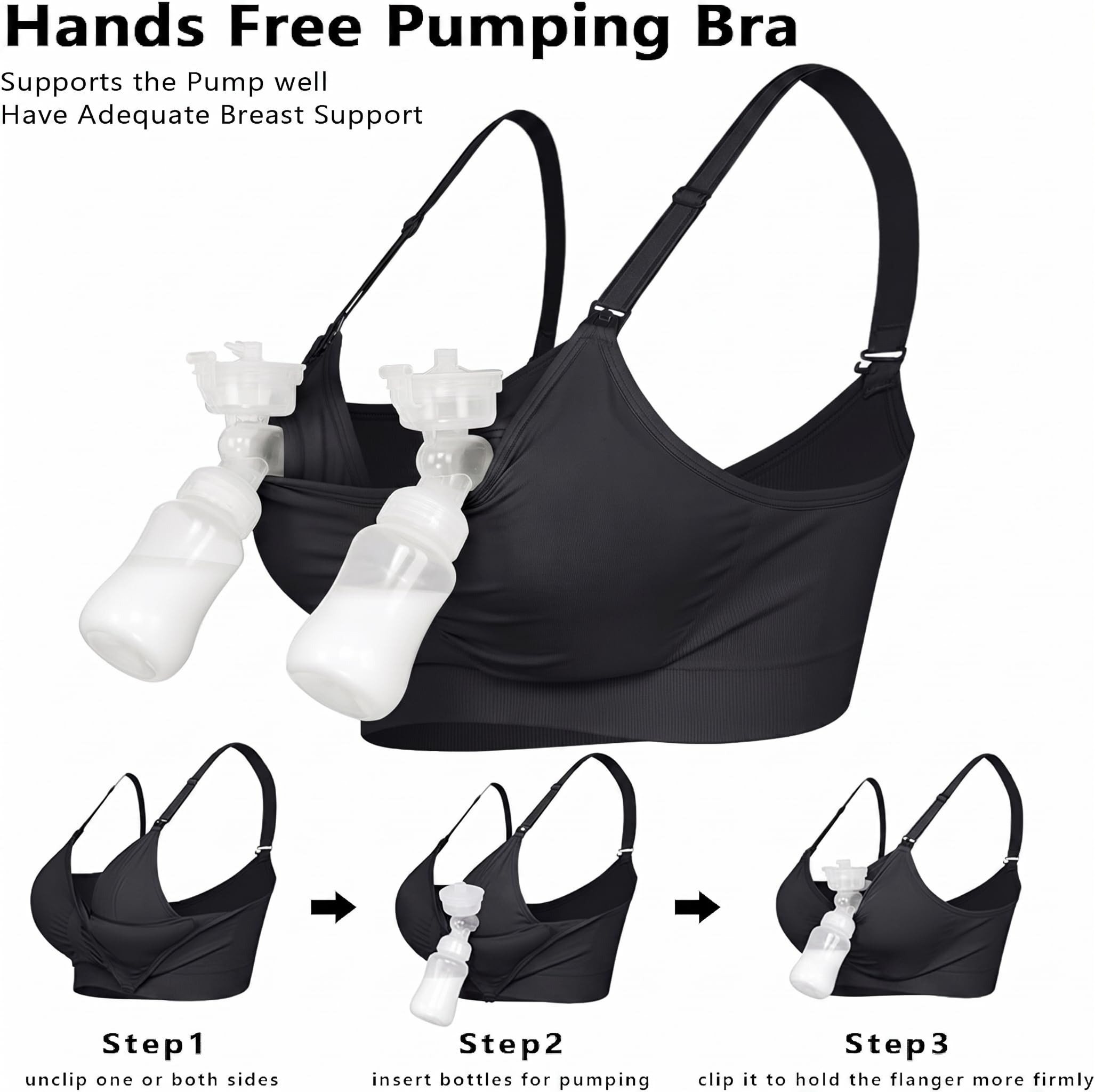 iloveSIA Hands Free Pumping and Nursing Bra 3 Pack Size M