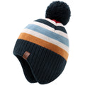 Duoyeree Kids Beanie Hat for Boys Girls Pom-pom Kint Hats Cozy Lining Winter Skull Cap,Stripes,4T-7T