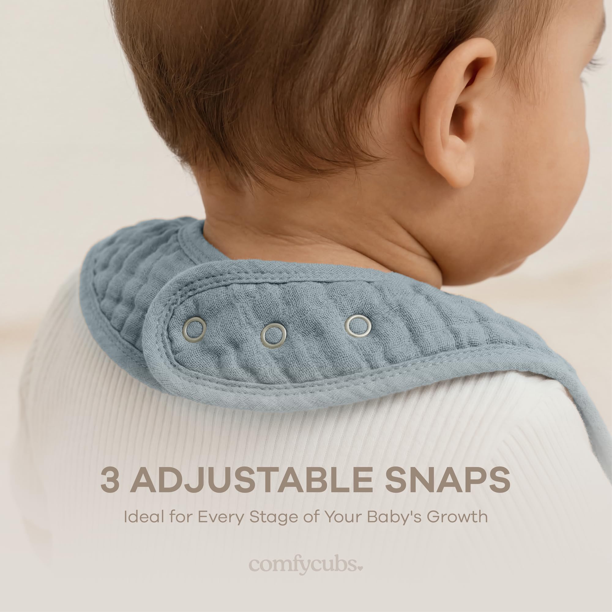 Comfy Cubs Muslin Bibs for Babies, Pack of 8 - Pacific Blue