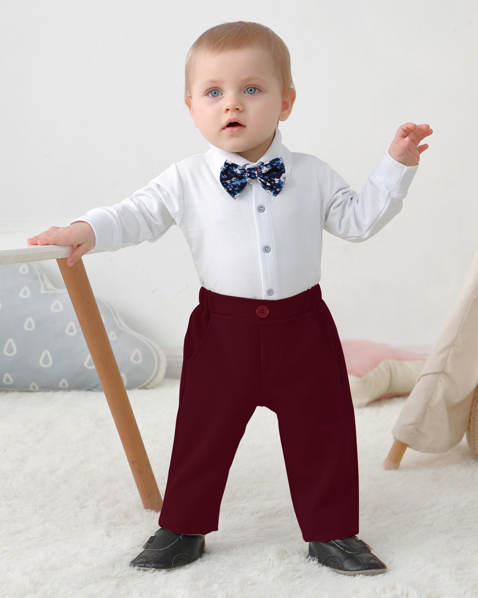 DISAUR Baby Boy Christmas Outfit 12-18 Months 1t Christmas Wine Red Traje De Bautizo Para Niño