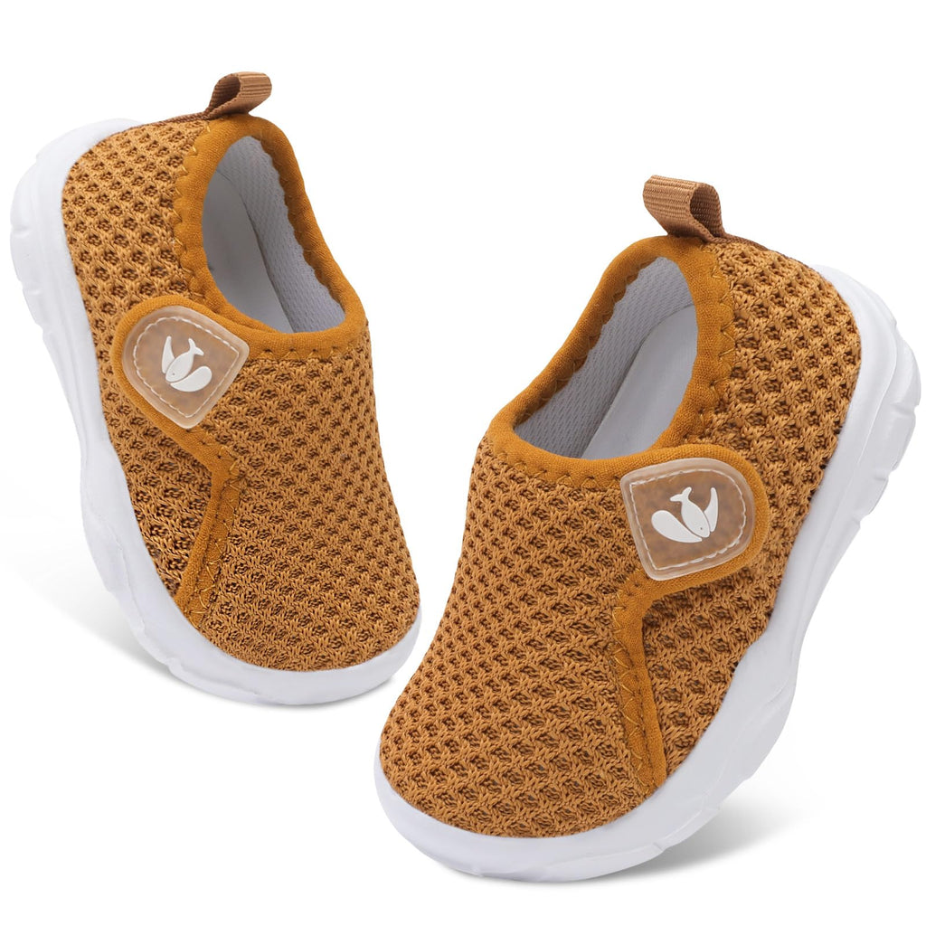 FEETCITY Baby Walking Shoes Boys Girls Infant Shoes Toddler Sneakers Anti-Slip Newborn Crib Shoe Brown