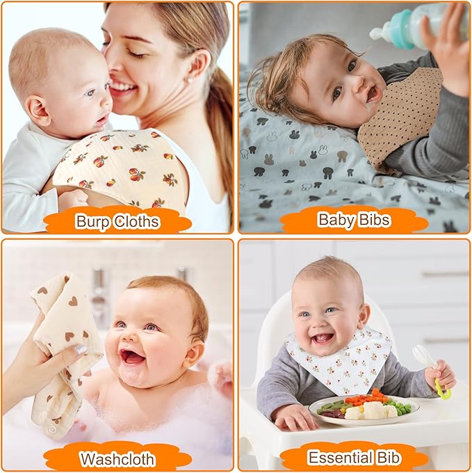 Accmor Muslin Baby Drool Bibs 6 Pack Baby Bandana Drool Bibs Soft Cotton Baby Bandana Bibs for Teething Drooling