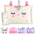 Miss Adola Kids Pillowcases Standard Size 20"x26" - Cute Cartoon Soft Breathable Silk Pillow Cases for Hair and Skin with Hidden Zipper for Girls Fun Kawaii Design for Bedding, White Unicorn
