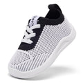 MORENDL Toddler Shoes Baby Walking Sock Shoes Infant Sneakers Boy Girl Barefoot Tennis Shoe Non-Slip Brethable White Black 9-12 Months