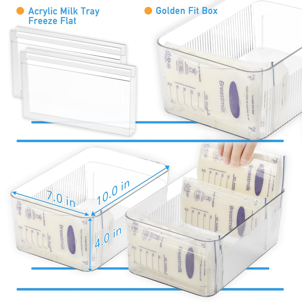 Ugotfeels 2 Pack Breastmilk Storage Bags Container with Freezer Flattener