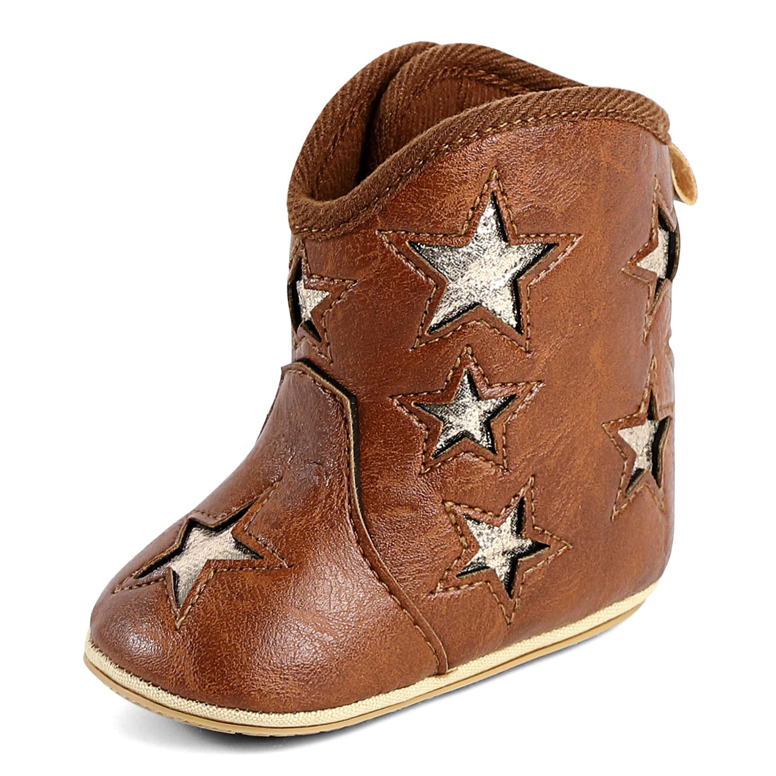 MK MATT KEELY Leather Western Boots Cowboy Bootie Soft Sole Non-Slip Crib Shoes for Baby Infant Toddler Girls Boys Newborn