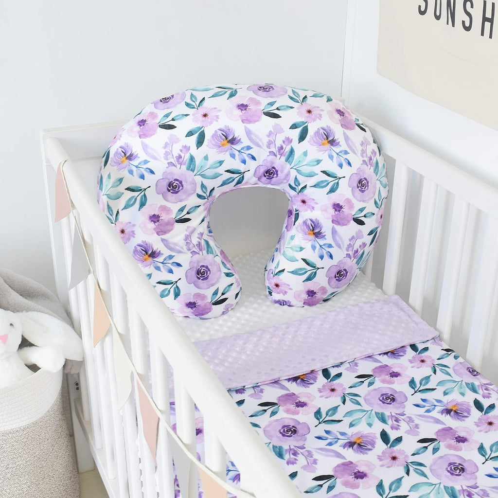 iEvolve Minky Nursing Pillow Cover Breast Feeding Pillow Cover Slipcover U Shape for Baby Boy Girl,Cover Only(PurpleRose)
