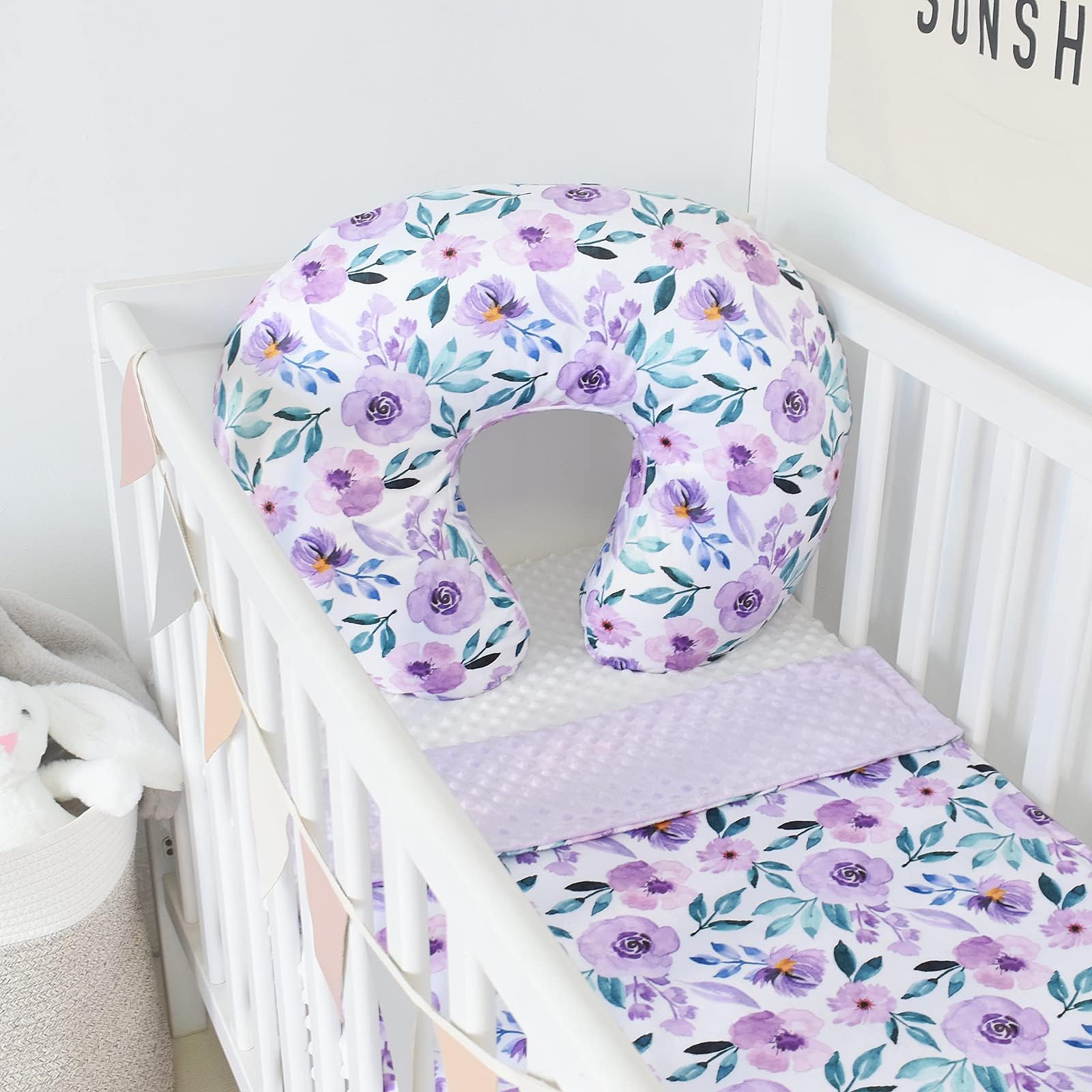 iEvolve Minky Nursing Pillow Cover Breast Feeding Pillow Cover Slipcover U Shape for Baby Boy Girl,Cover Only(PurpleRose)
