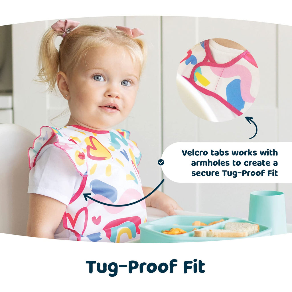 Tiny Twinkle Mess Proof Baby Bib for Girls | Waterproof Toddler Bib for Eating | Baby Apron for Feeding | Machine Washable | Perfect Shower Gift (Floral Blue, 6–24M)