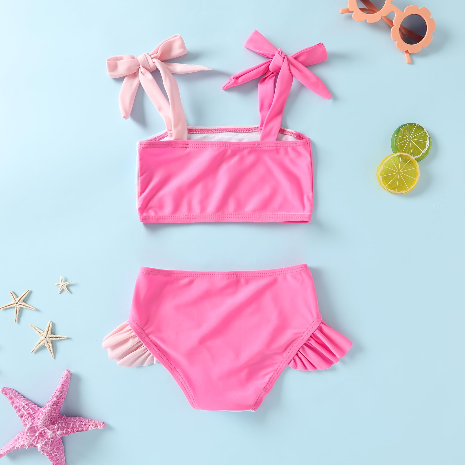 YOUNGER TREE Toddler Girls Two Pieces Swimsuit Color Block Stripe Swimwear Summer Beach Bathing Suit (S Red 4-5T)