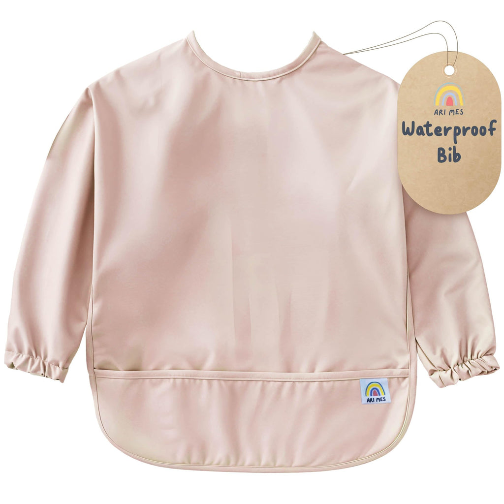 ARI MES Baby Bibs With Sleeves Waterproof Toddler Smock Bib Feeding