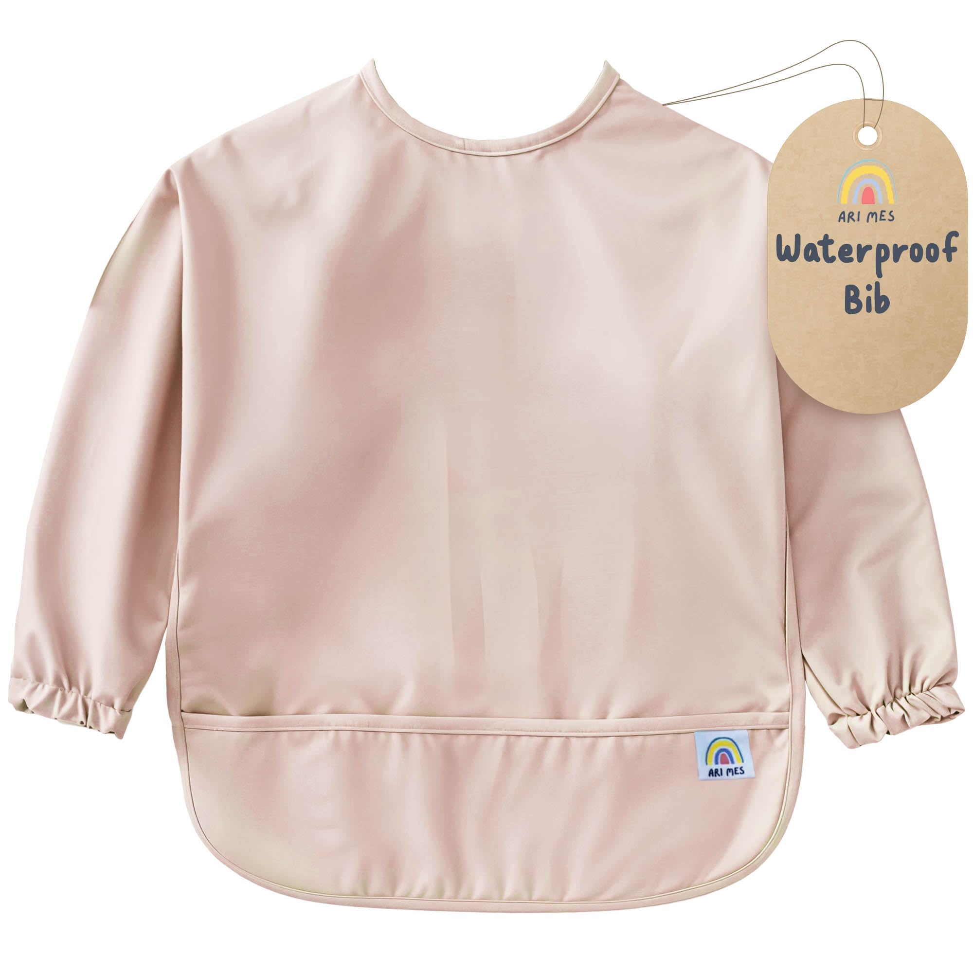 ARI MES Baby Bibs With Sleeves Waterproof Toddler Smock Bib Feeding