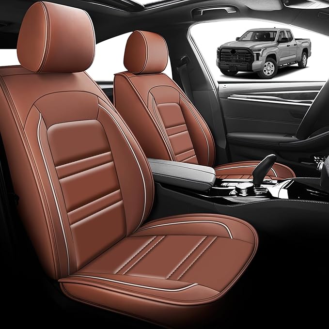 Seat Cover for Toyota Tundra 2000-2025 | Car Seat Covers Front Seats, Waterproof Seat Protectors, Automotive Front Seat Covers (Front Seat, Coffee)