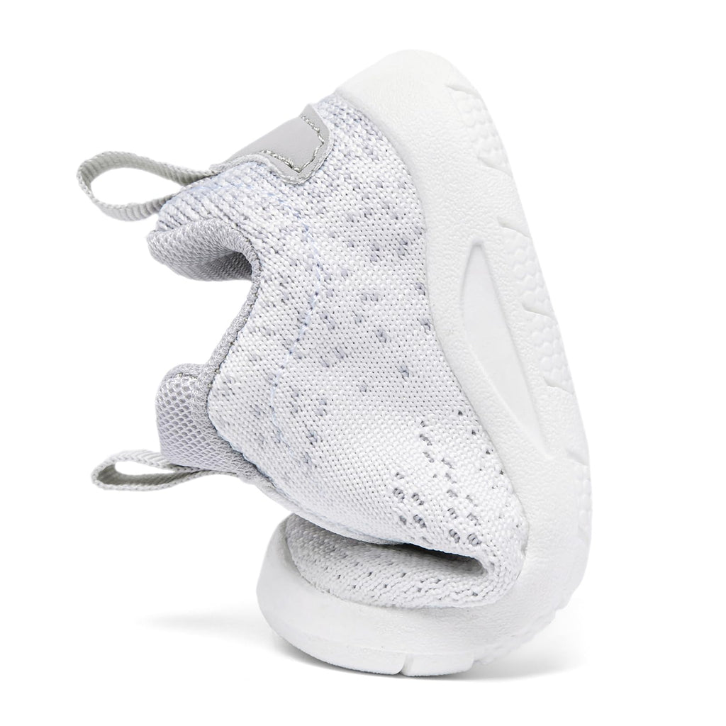 MORENDL Toddler Sneakers Baby Slip On Walking Shoes Non-Slip Breathable Boys & Girls Running Shoes Infant Tennis Shoes White Grey Size 7