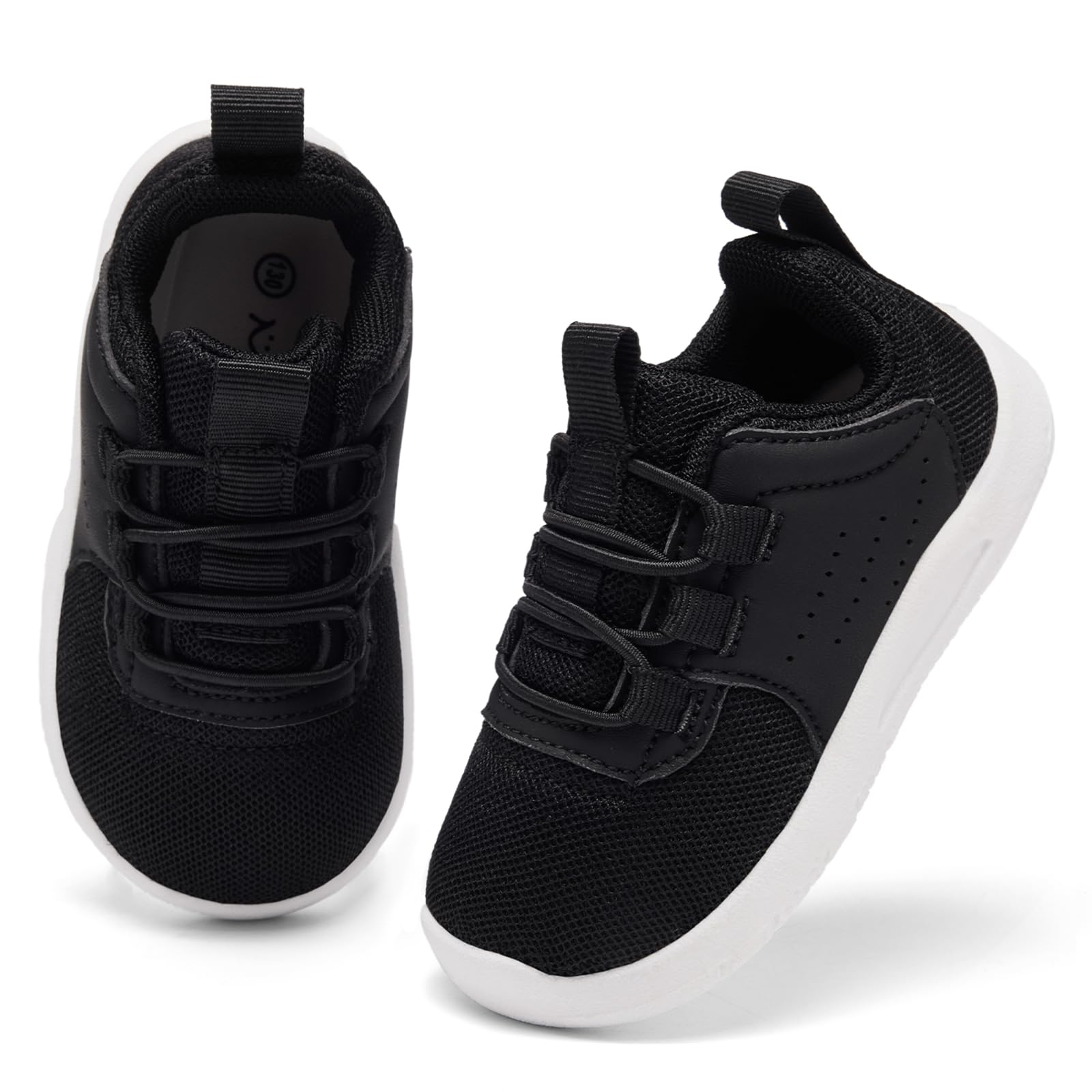 MOREND Toddler Shoes Baby First Walking Shoe Infant Non-Slip Breathable Sneakers Boys & Girls Tennis Shoes Black