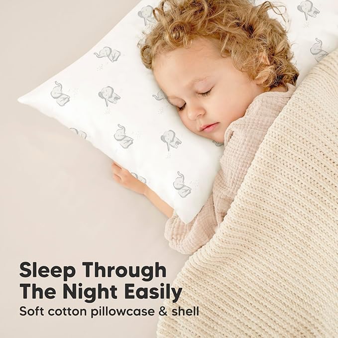 Toddler Pillow with Pillowcase - 13x18 My Little Dreamy Kids Travel Bed Pillows for Sleeping, Organic Cotton Small Pillowcase, Soft & Breathable, Machine Washable, Toddlers 2-5 years old (Fox Tales)
