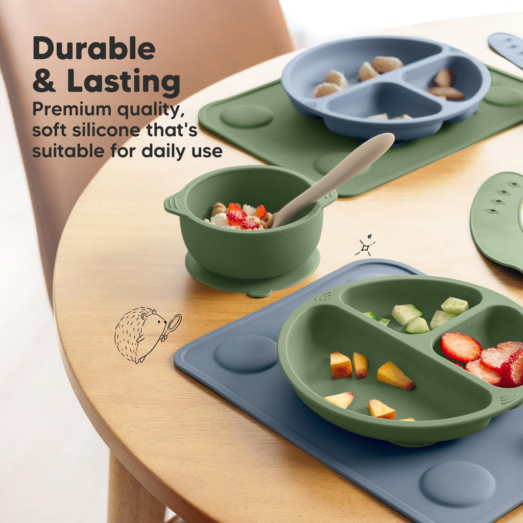 KeaBabies 2pk Silicone Placemats for Toddlers, Kids, Baby, 12x9 (Mellow, S)