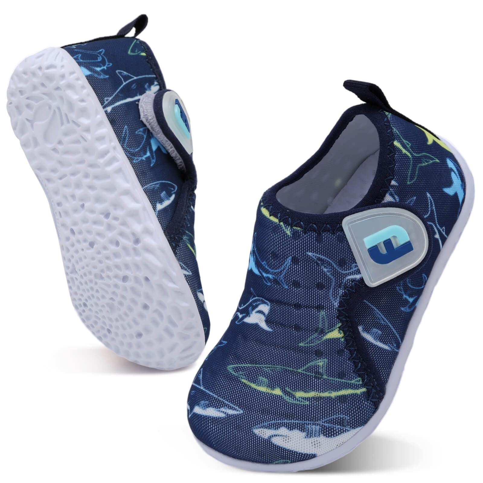 Toddler Water Shoes Toddler Swim Shoes Quick Dry Slip On Sneakers for Beach Pool NavyBlue Shark 12-18 Months Infant