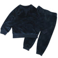 HonestBaby 2-Piece Cozy Velour Sweatshirt and Jogger Sweatpants Set 100% Organic Cotton for Toddler, Baby Boys, Girls, Navy, 6-9 Months