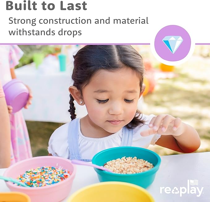 Re-Play 12 oz. Toddler Bowls Set of 4 - Kids Deep-Walled, Durable & Reusable Snack and Meal Bowls, Dishwasher & Microwave Safe, BPA-Free, Made in USA from Recycled Plastic, Grinchmas