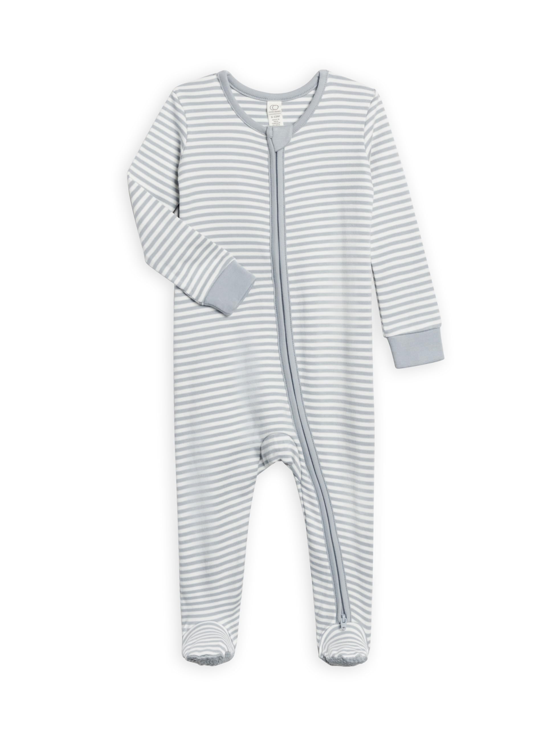 Colored Organics KENDI Organic Cotton Zip Sleeper - Mist Stripe 18-24M