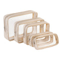 Remobia Hicol TSA Approved 5-Piece Diaper Bag Organizer Pouch Set Clear Waterproof TPU Kids Toiletry Storage Set Travel Packing Clutch Cube Bags for Baby Nursing(Cream leather)