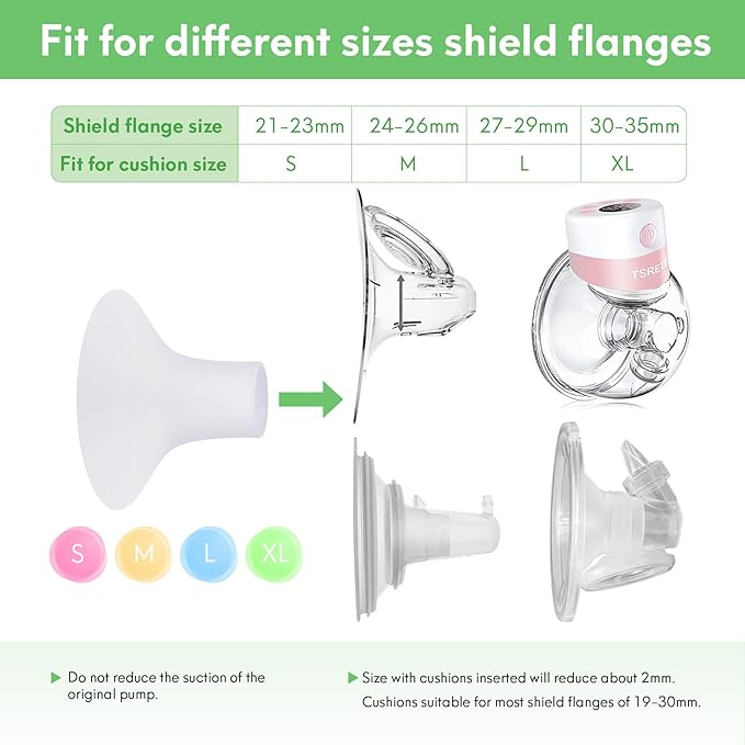 Mompmuri Breast Pump Cushion – M | Breast Pump Accessory, Sizing Insert for Flange Shields | Elastic Nipple Flange Inserts | Silicone Lacteck Flange | Compatible with Flange Sizes 24-26mm (2 pc)