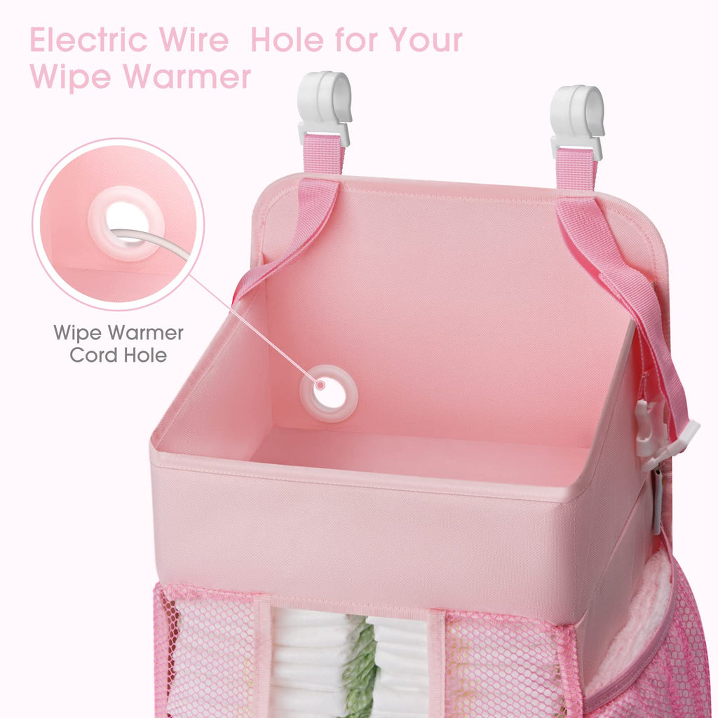 Maliton Hanging Diaper Caddy Nursery Caddy Organizer (Pink)