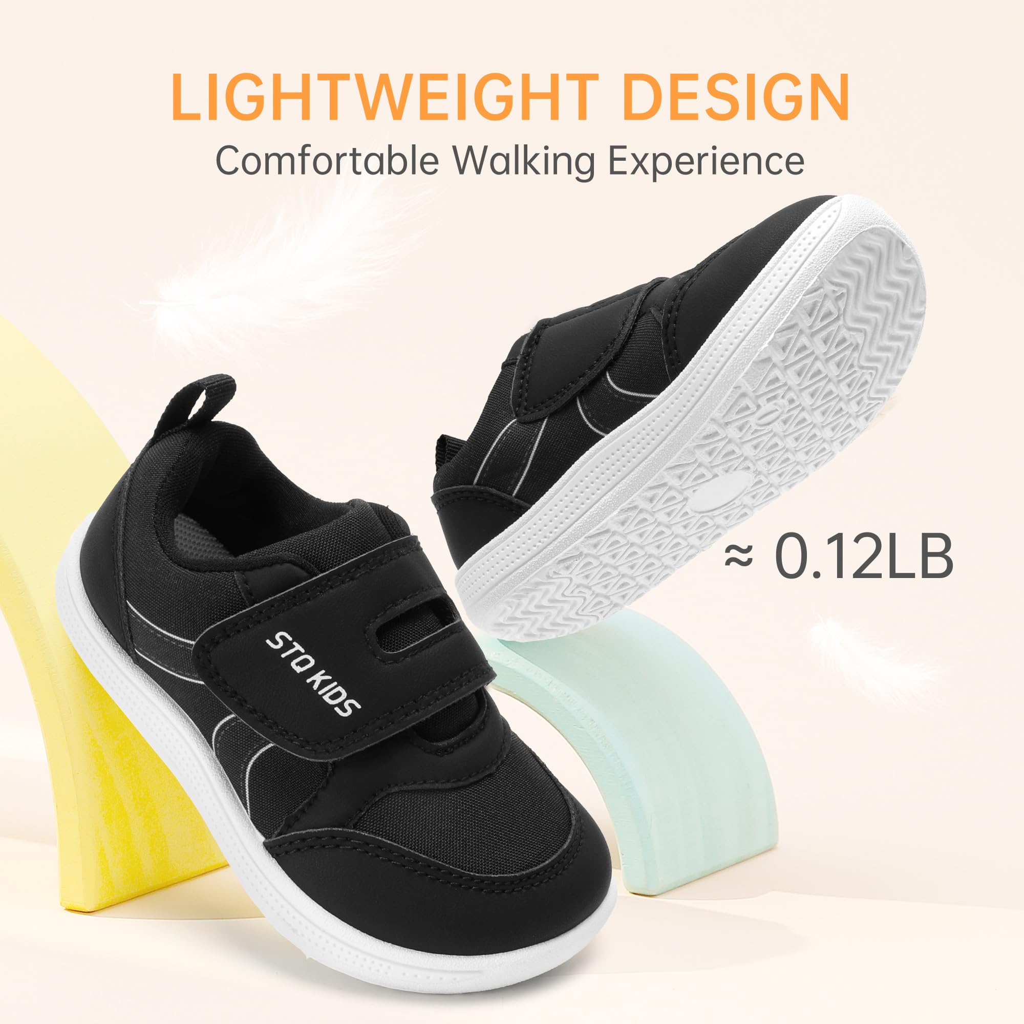 Toddler Boys Shoes Wide Toe Box Barefoot Sneakers Black White Size T7