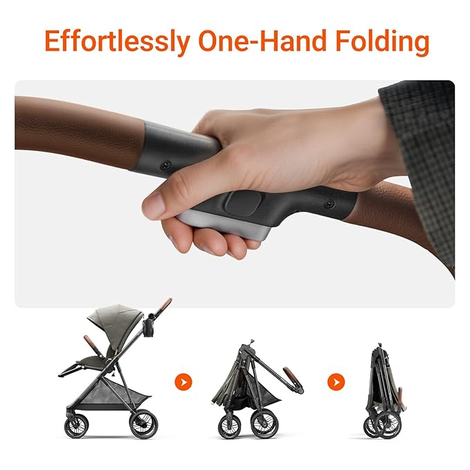 MAMAZING Air Lux Baby Stroller with Bassinet & Infant Car Seat Adapter, Lightweight Compact Carbon Fiber Frame, One-Hand Fold, Reversible Seat, Space-Saving Storage