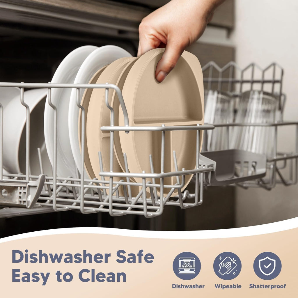 WiLLBEttER Suction Plates for Babies & Toddlers, 100% Silicone Divided Plates 2-Pack, Non-Slip Dishwasher & Microwave Safe Baby Feeding Essentials