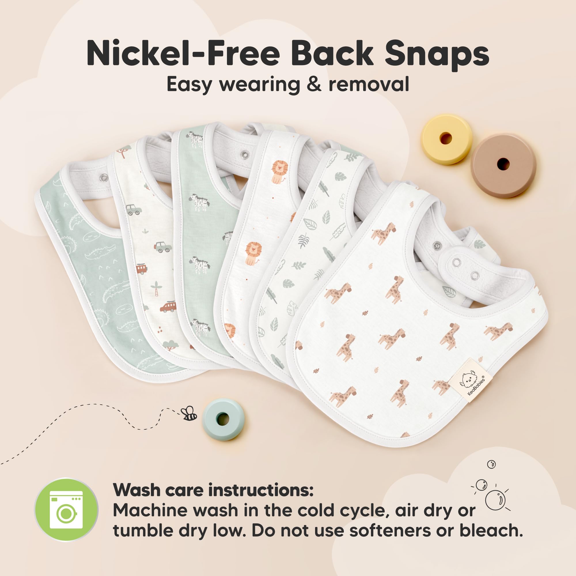 KeaBabies 8-Pack Organic Baby Bibs for Drooling and Teething (Wilderness)