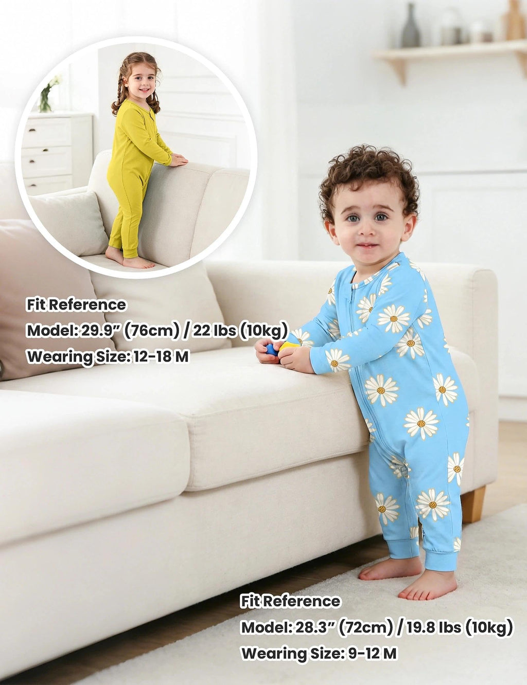 Jimonda Baby Sleeper Rompers,Unisex Boys Girls Zip-Front Pajamas One-Piece Footless Outfit 0-24 Months (Pack of 2